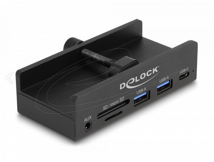 Външен USB Хъб, 3-порта, 5 Gbps, 2 x USB-A, 1 x USB-C, четец на карти с 2 слота