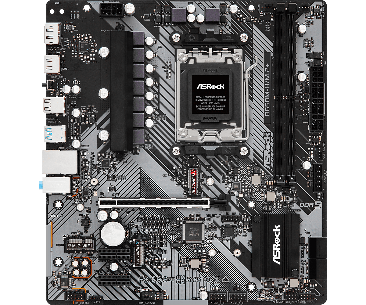 Дънна платка ASROCK B650M-H/M.2, Socket AM5, 2xDDR5