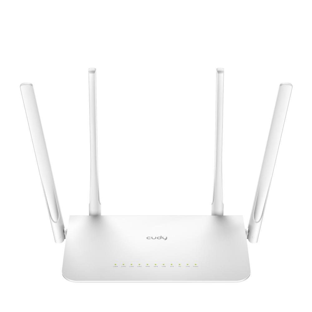 Безжичен рутер CUDY WR1300, Двубандов AC1200, 300867 Mbps, 5x10/100/1000, Бял