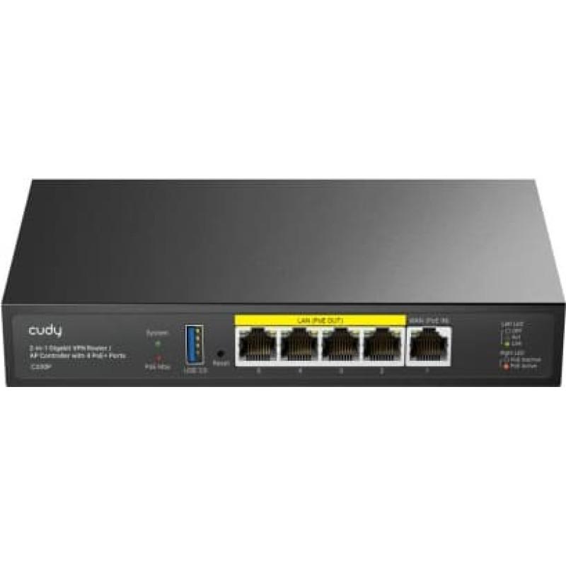 Безжичен рутер и access Point CUDY C200P 2 in 1, 1xGigabit, 4xGigabit POEPSU, USB 3.0