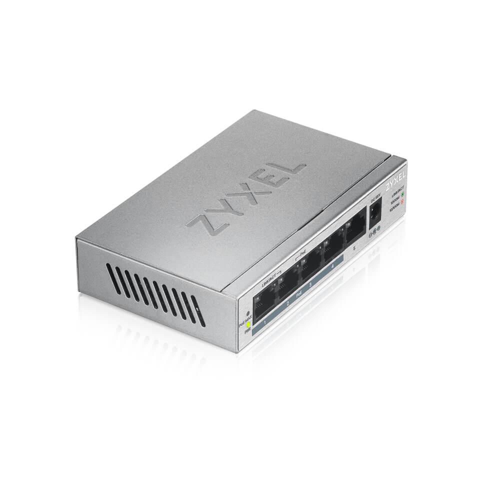 Суич ZyXEL GS1005-HP, 5-портов гигабитов неуправляем PoE, 60W