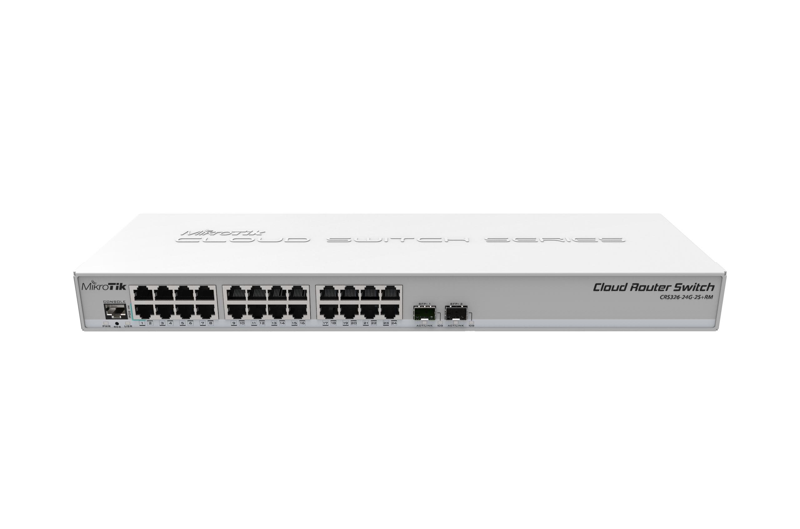 Суич Mikrotik CRS326-24G-2S-RM, 24xGigabit LAN, 2xSFP cages