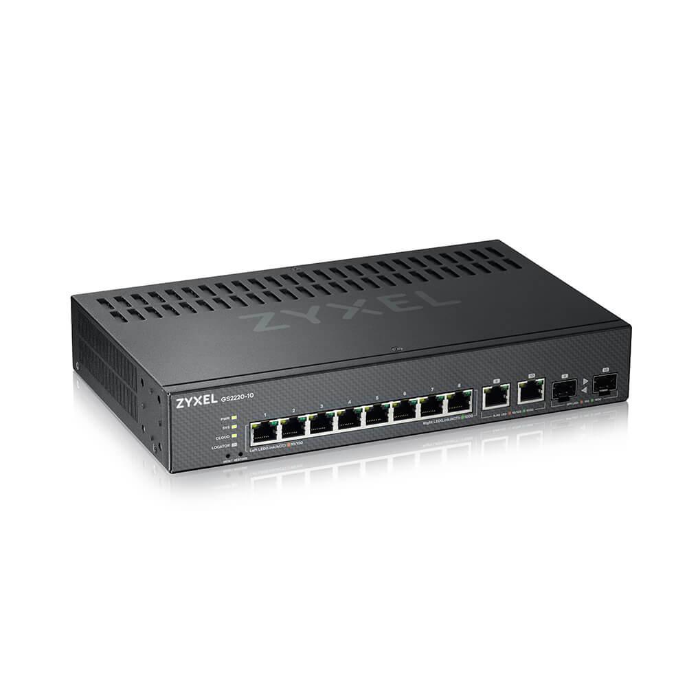 Суич ZYXEL GS2220-10, 10 портов управляем L2, 8x Gigabit  2x Gigabit combo (RJ45/SFP)