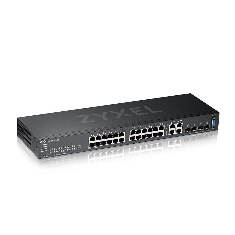 Суич ZyXEL GS-2220-28, 24 портов Layer2, 24x Gigabit  4x Gigabit combo (RJ45/SFP), управляем