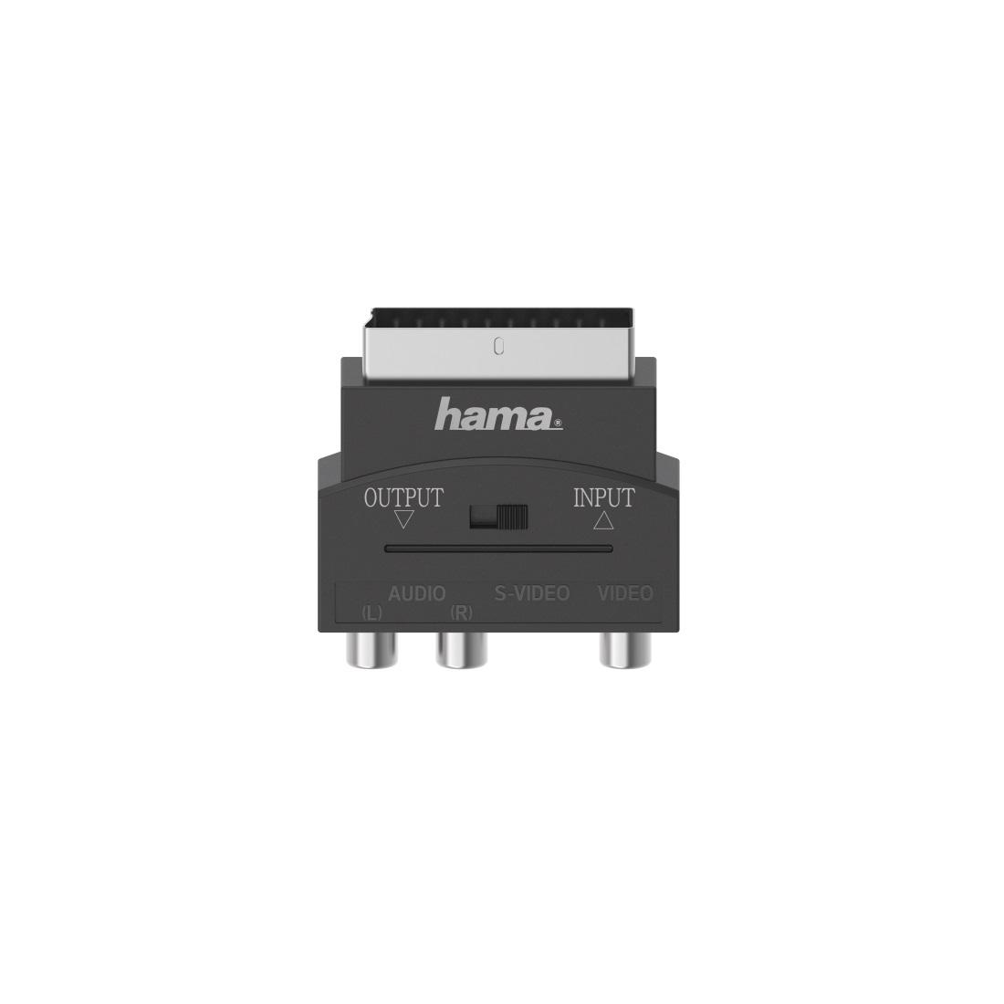 Преходник  HAMA S-VHS, 3 х Чинч(1хVideo2xAudio) - Скарт, Черен