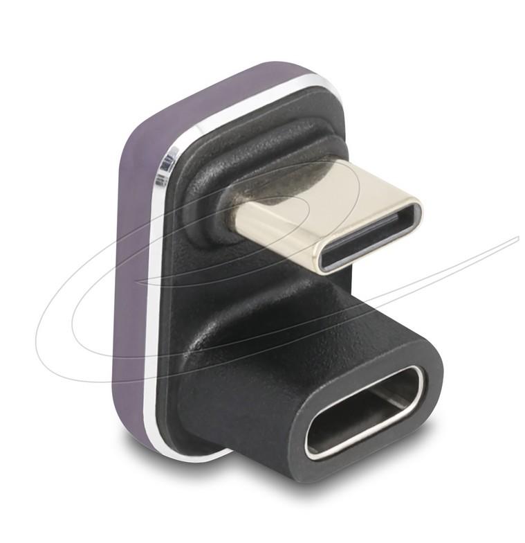 Delock Адаптер USB-C мъжко към женско USB-C, под  180 ,  40 Gbps PD 3.1 240 W ,  U-образен 8K 60 Hz metal