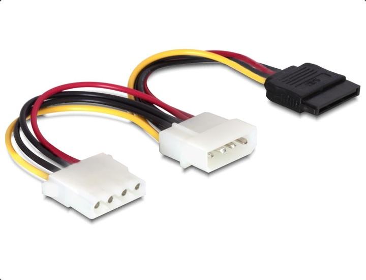 Кабел DeLock Power 4 pin мъжко към SATA 15 pin female  4 pin женско, 16.5 cm