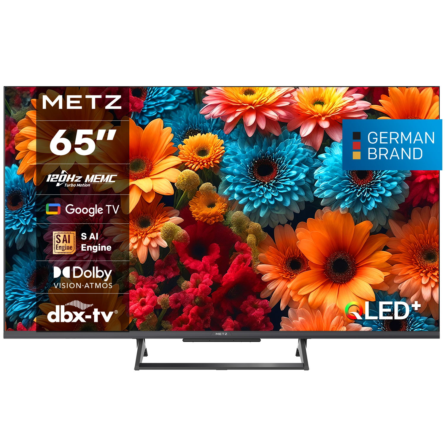 METZ Телевизор 65" 65MQF7500Z, QLED, 4K, Google TV, 120Hz