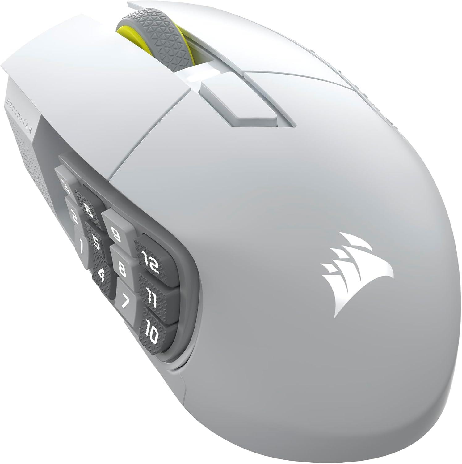 Геймърскa оптична мишка CORSAIR SCIMITAR ELITE WIRELESS SE White, 33000 DPI