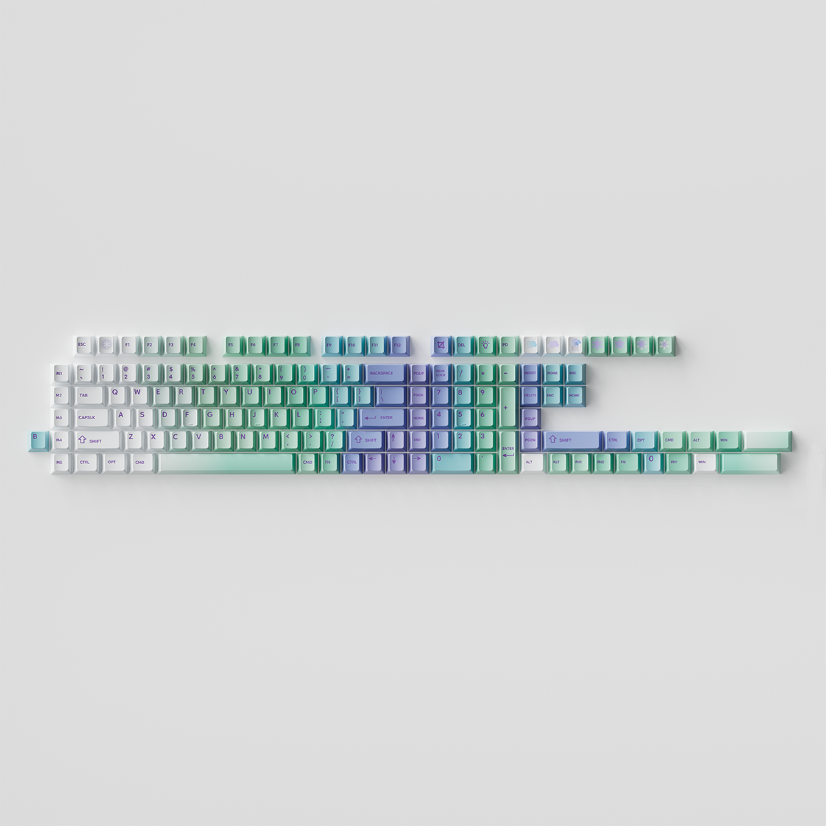 Капачки за механична клавиатура Keychron Cherry Profile Dye-Sub PBT Full Keycap Set - Cloud and Snow