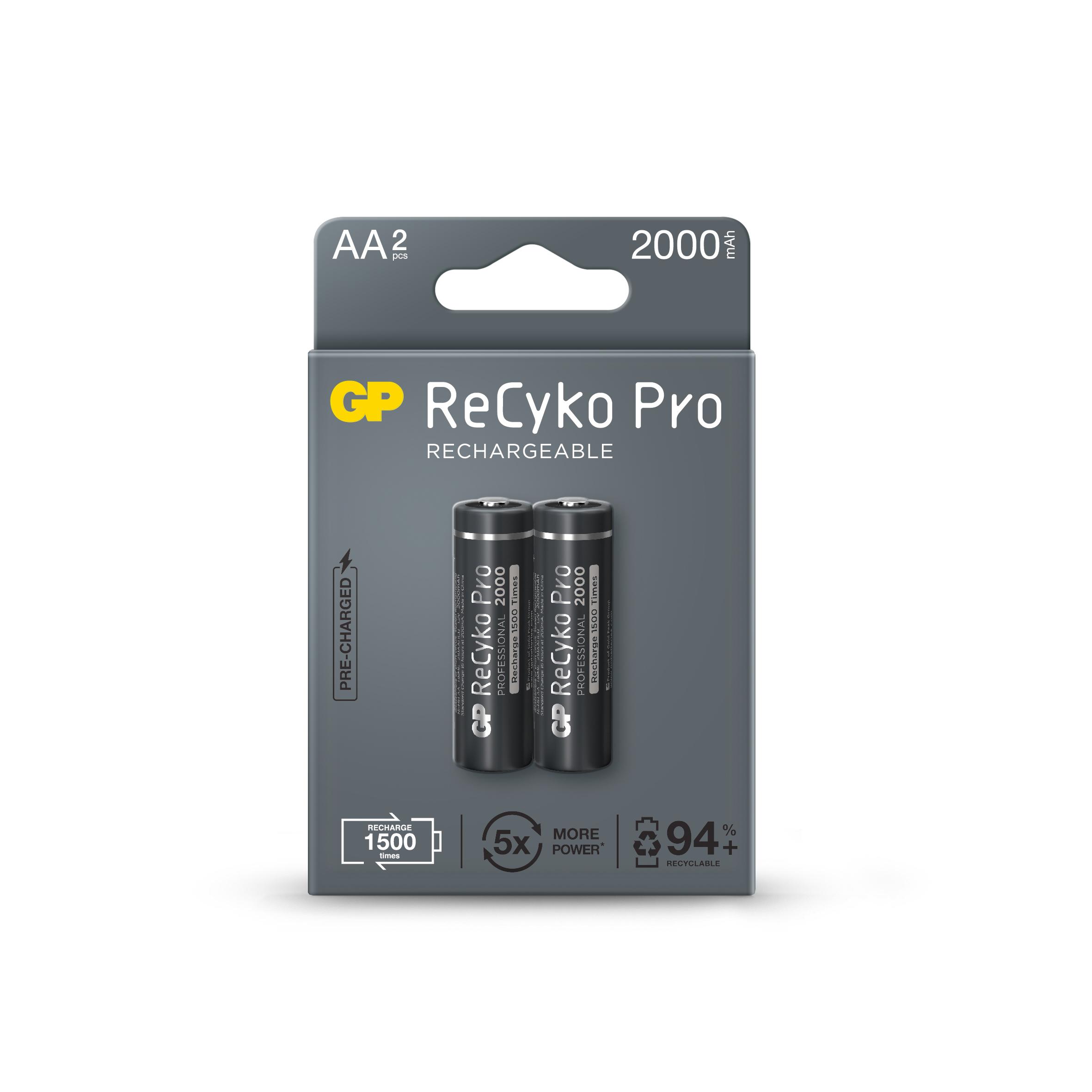 Акумулаторна Батерия GP R6 AA 2000mAh RECYKO  PRO 210AAHCB-EB2 NiMH /до 1500 цикъла/  2 бр. в опаковка GP