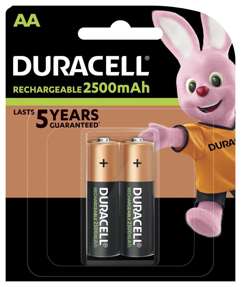 Акумулаторна батерия DURACELL R6 AA, 2500mAh NiMH, 1.2V, 2 бр. в опаковка