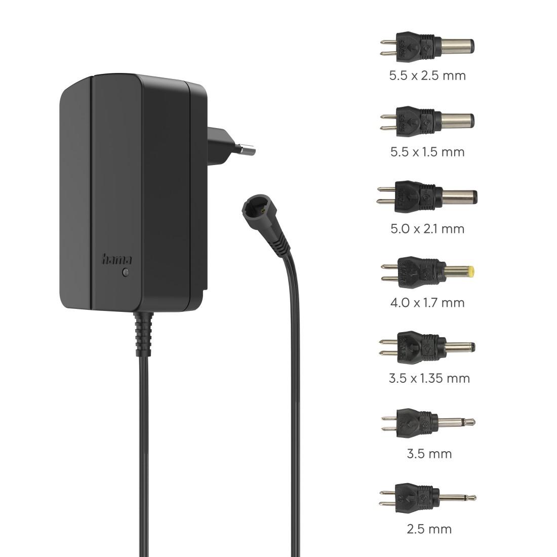 HAMA Универсално захранване, регулируемо, 1500mA, 24W, max. 24V, 7 адаптера