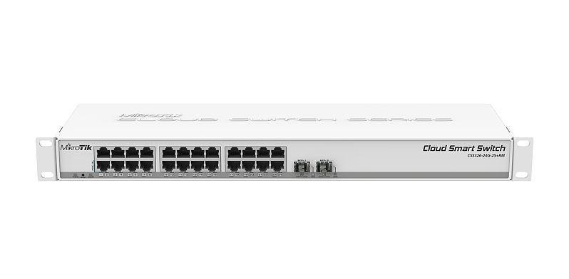 Суич MikroTik 326-24G-2SRM 24 x Gigabit Ethernet ports, 10/100/1000Mbps, 2x SFP cages, монтаж в шкаф