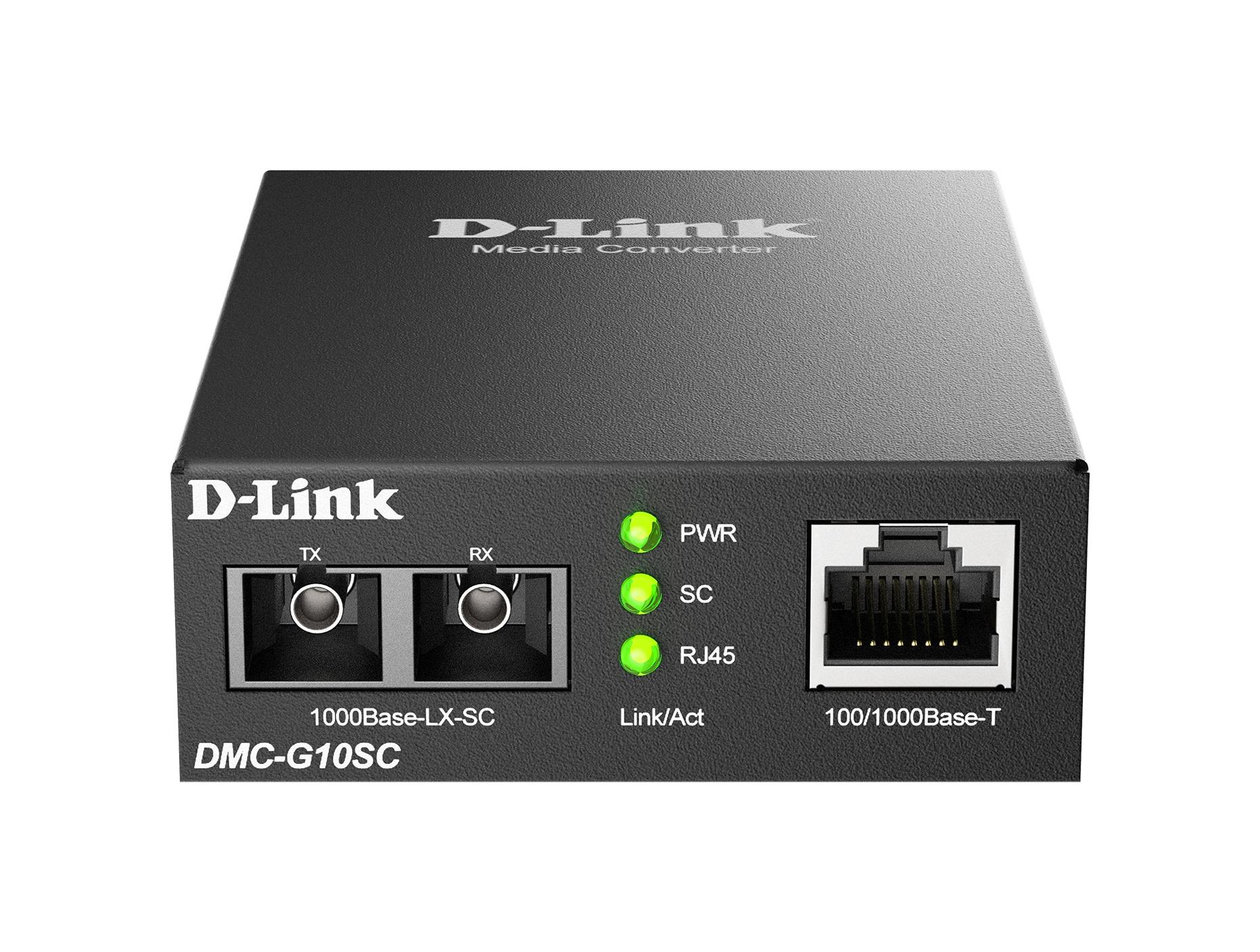 Медиа конвертор D-link DMC-G10SC/E, 100/1000Base-T to 1000Base-LX SC Single-Mode (10 km)