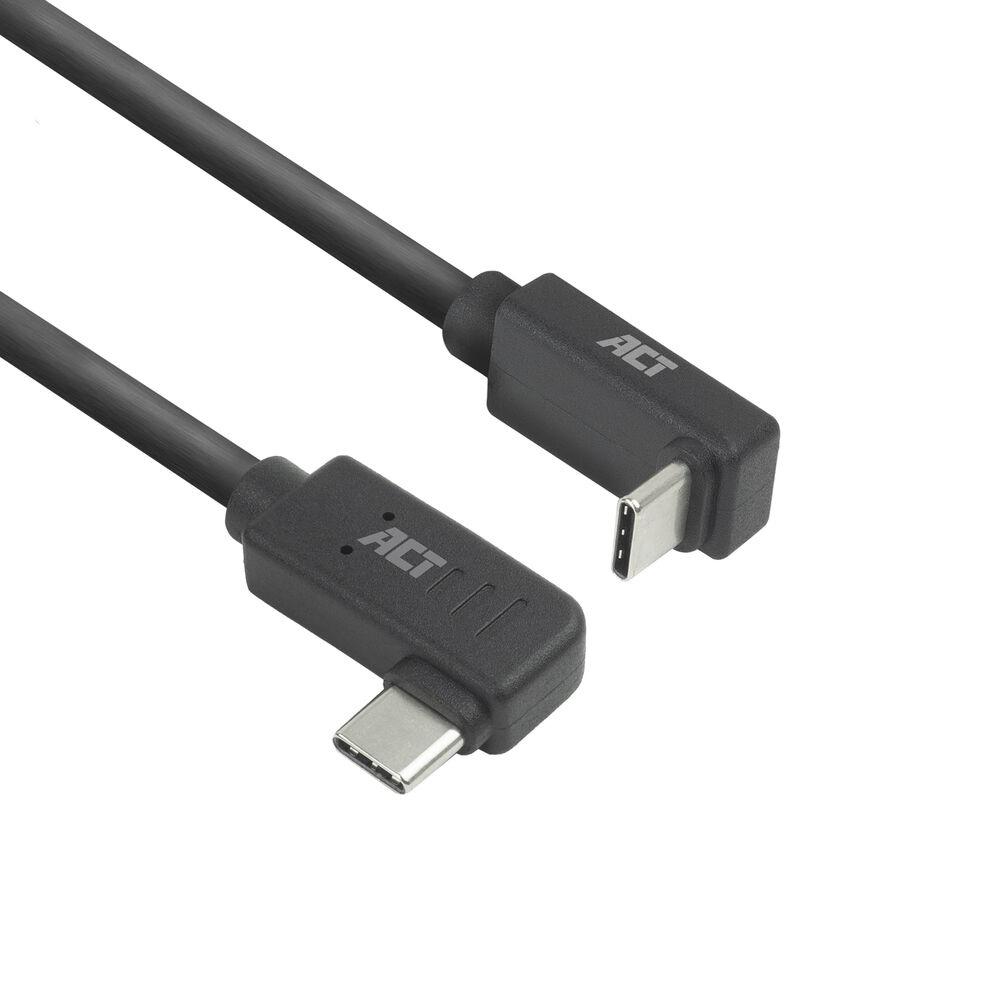 ACT Кабел USB-C - USB-C, 10Gbps, 60W, 1 m, конектори 90 left/right, up/down angled