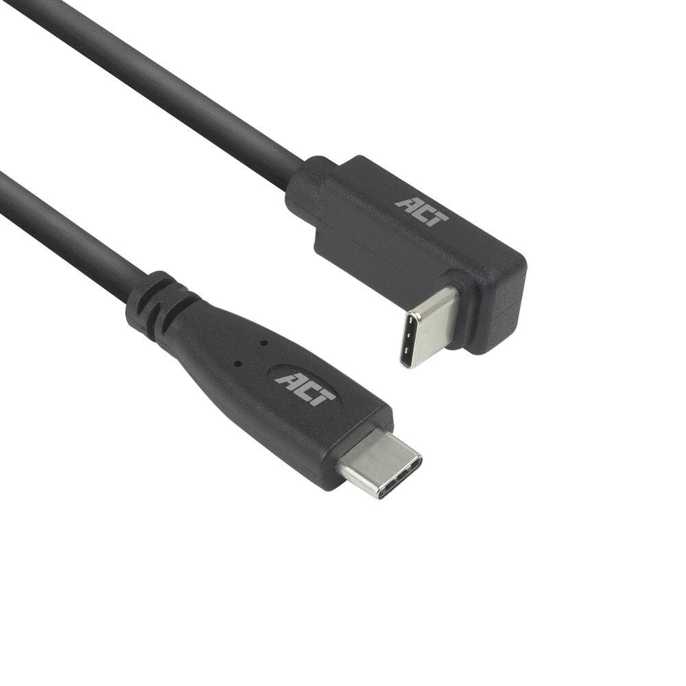 ACT Кабел USB-C - USB-C, 10Gbps, 60W, 1 м, конектори - 1 x прав и 1 x на 90 up/down angled