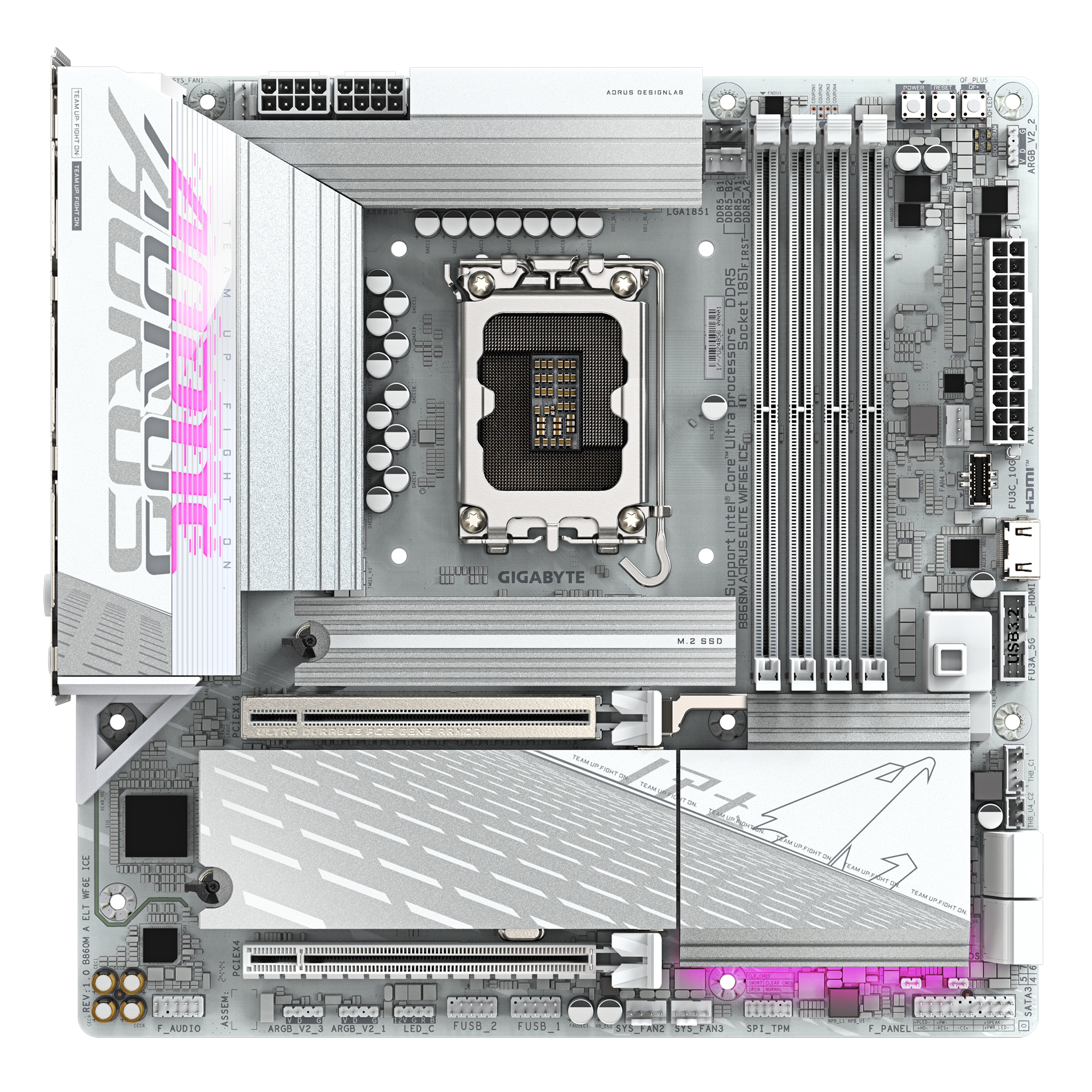 Дънна платка GIGABYTE B860M AORUS ELITE WiFi 6E ICE, LGA 1851