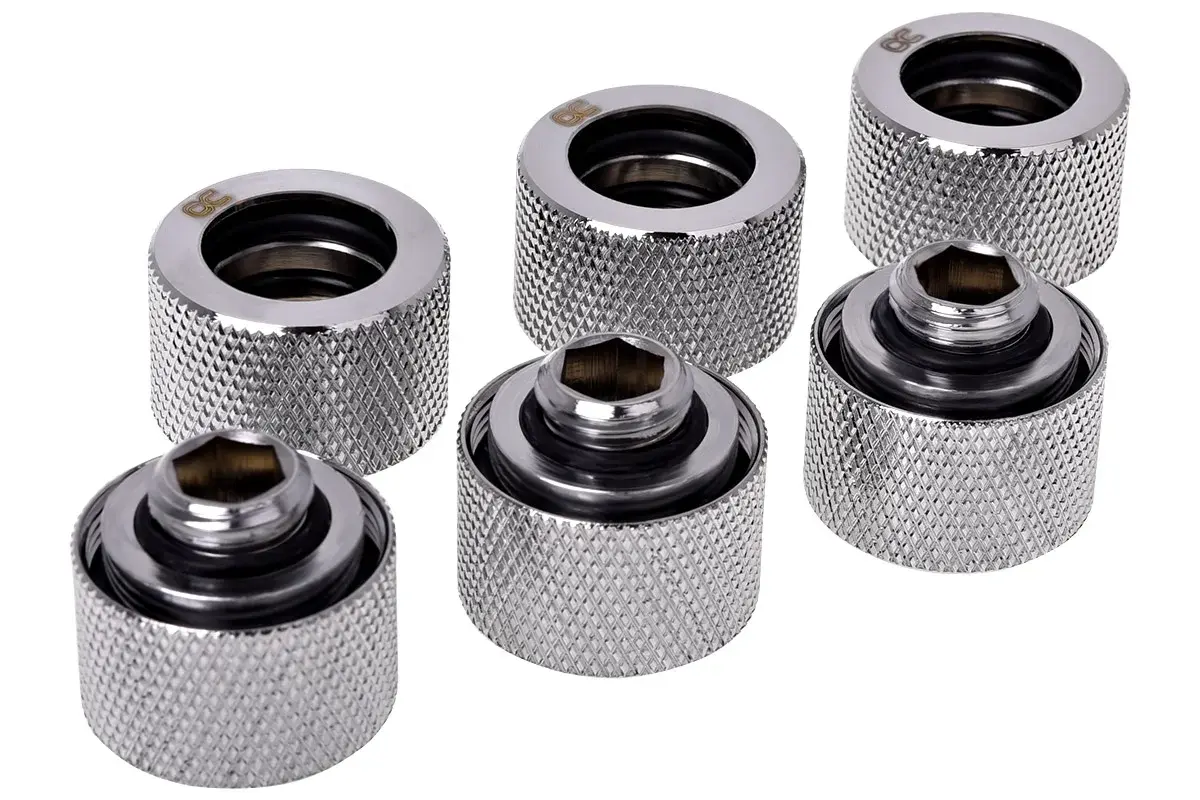 Комплект фитинги Alphacool HT 16mm - G1/4, 90, Хром, 6-pack
