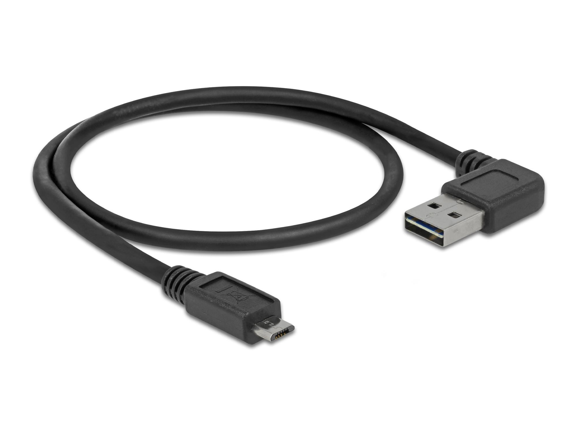 Кабел Delock EASY-USB 2.0 Type-A мъжко angled left / right  USB 2.0 Type Micro-B мъжко 0,5 m
