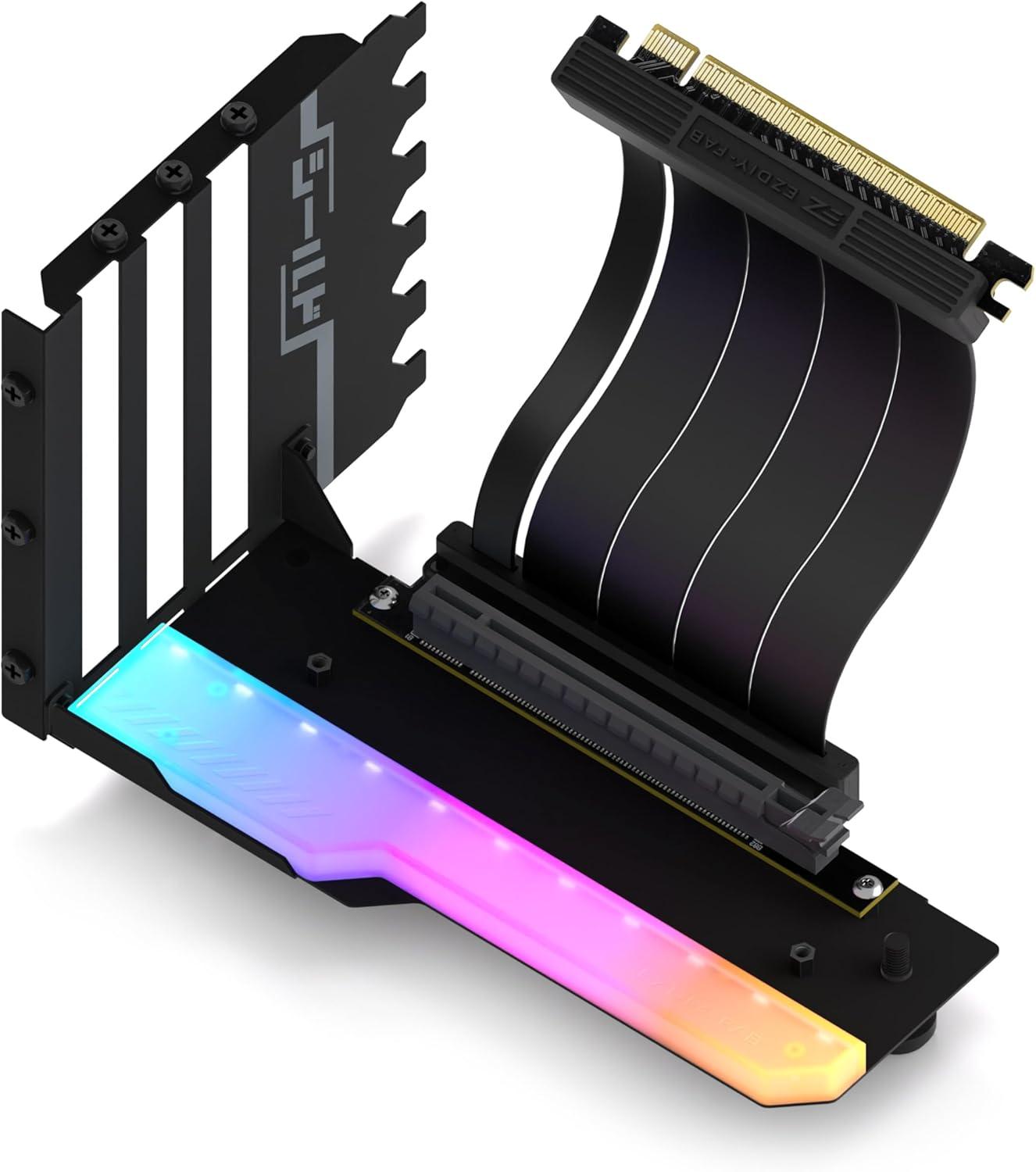 Брекет за вертикален монтаж на GPU EZDIY-FAB RGB PCIe 4.0 Riser Cable 90