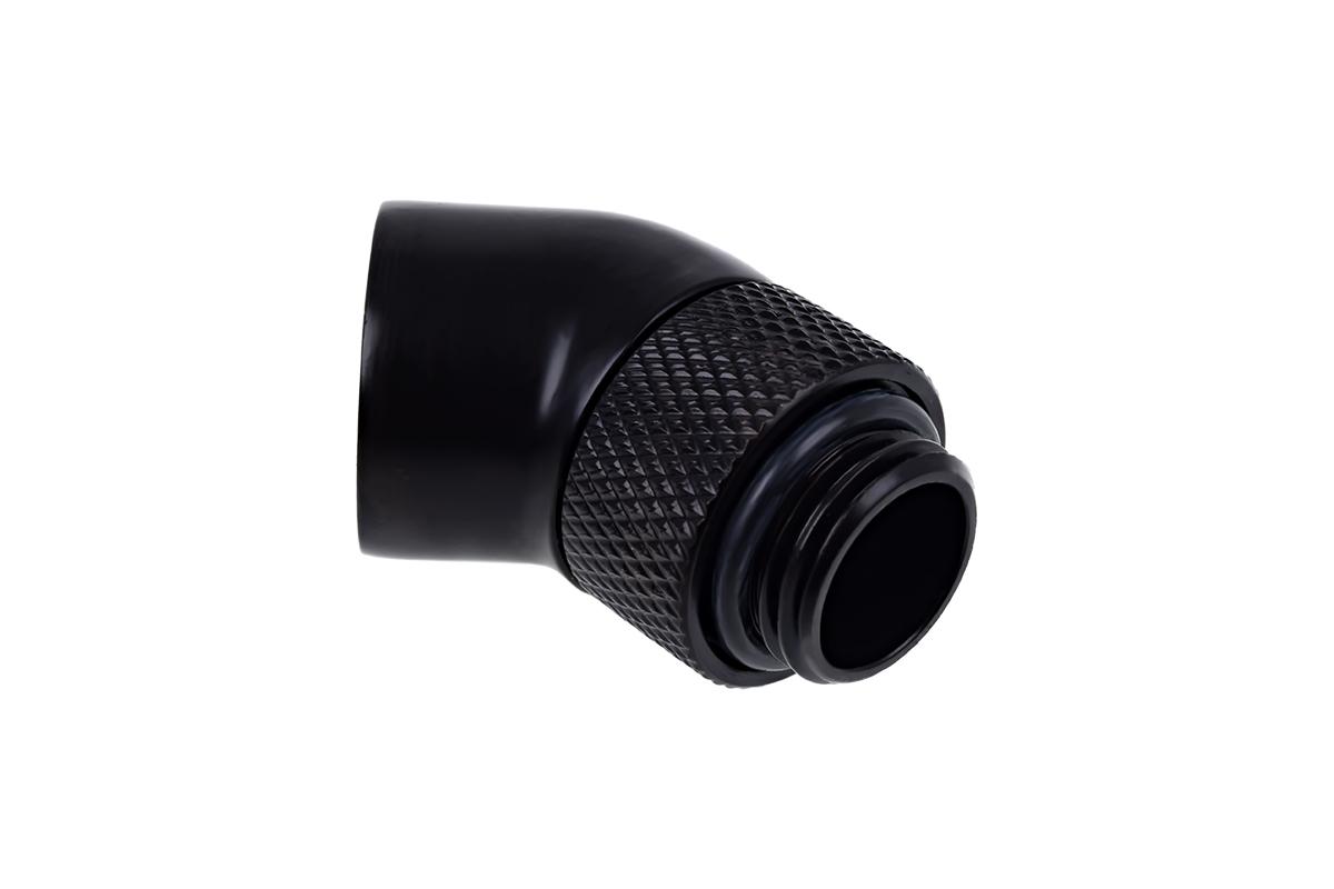 Ъглов адаптер Alphacool Eiszapfen, 45, G1/4 външна към G1/4 вътрешна резба, Черен мат