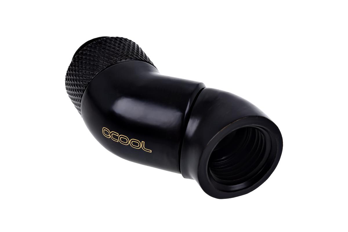 Ъглов адаптер Alphacool Eiszapfen, 2 x 45, G1/4 външна към G1/4 вътрешна резба, Черен мат