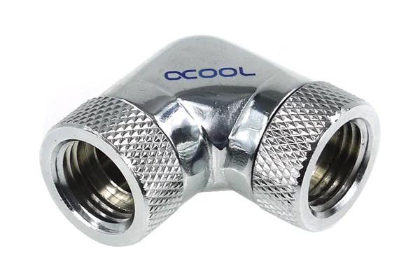 Адаптер Alphacool HF, L-конектор 90, G1/4 - G1/4, Вътрешна резба, Сребрист