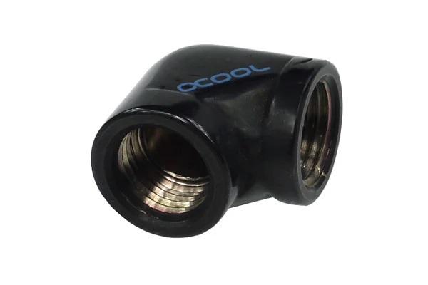 L-конектор Alphacool HF, Вътрешна резба G1/4 - G1/4, 90, Черен мат
