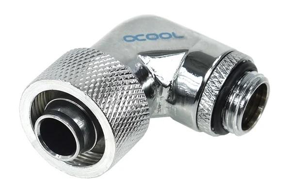 Компресионен фитинг Alphacool, 16/10 - G1/4, 90, Въртящ се, Хром